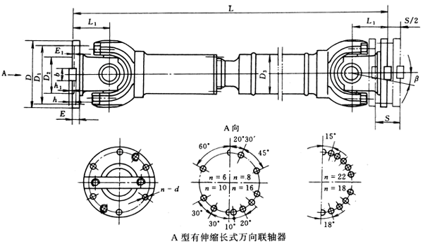 A型有伸缩长式万向联轴器(JB/T3241-91)