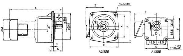 台灣ZL、ZF小型齒輪減速電機三相立式外形尺寸