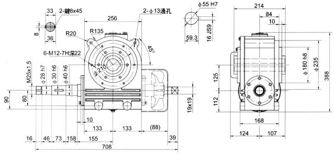 幹粉壓機專用減速器外形尺寸