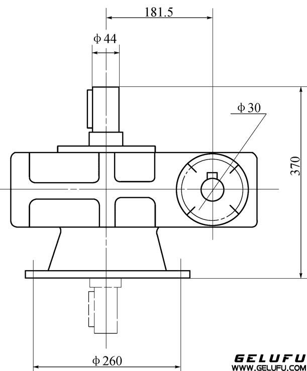 QT-181型塔机用蜗轮减速机外形及安装尺寸 QT-181型塔机用蜗轮减速机外形及安装尺寸