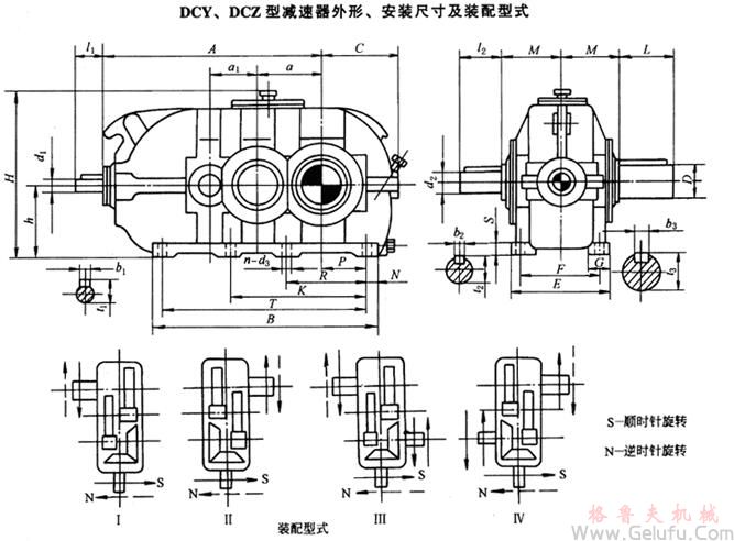 DCY160、DCZ160、DCY180、DCZ180、DCY200、DCZ200、DCY224、DCZ224、DCY250、DCZ250、DCY280、DCZ280、DCY315、DCZ315、DCY355、DCZ355、DCY400、DCZ400、DCY450、DCZ450、DCY500、DCZ500、DCY560、DCZ560、DCY630、DCZ630、DCY710、DCZ710、DCY800、DCZ800减速机外形、安装尺寸及装配型式JB/T9002-1999