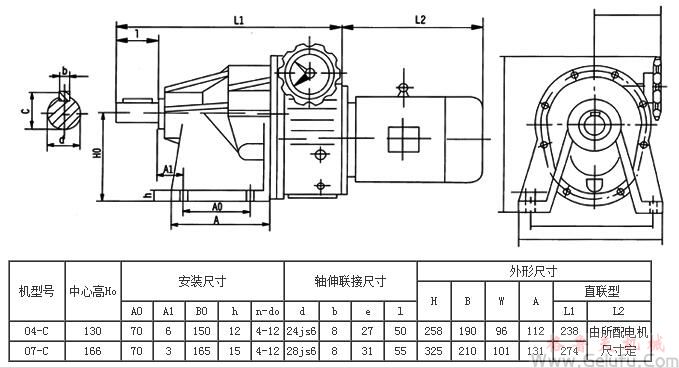 MBWY-CT陶机专用减速机外型及安装尺寸