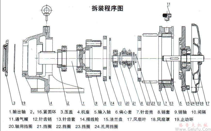 摆线针轮减速机组装图